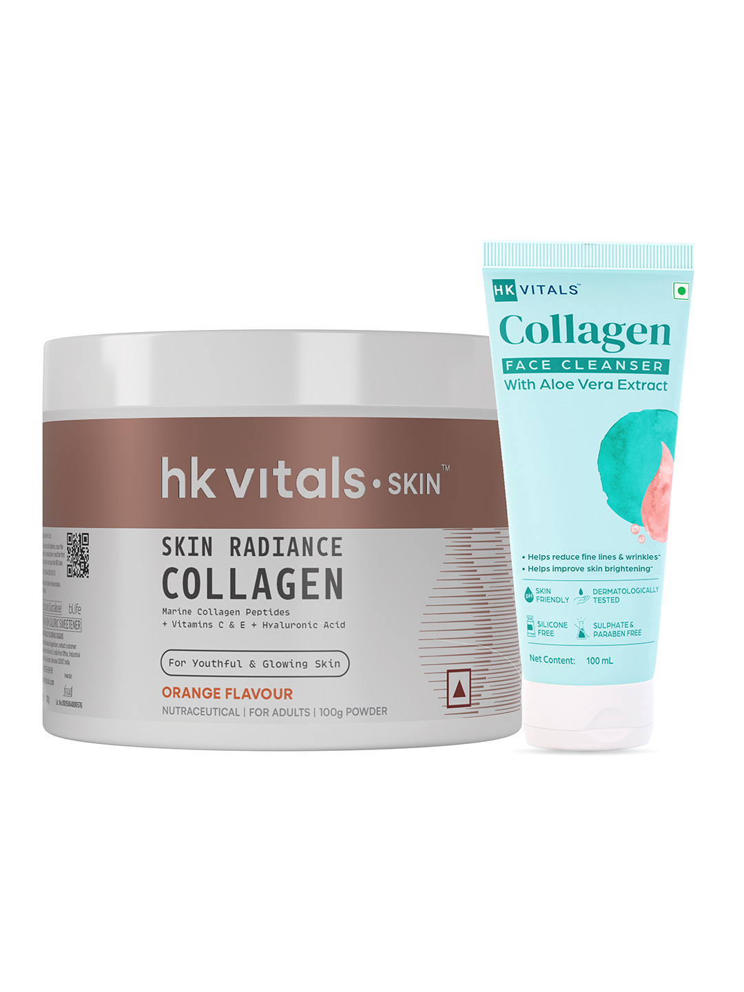 HK VITALS Skin Radiance Orange Collagen Powder 100g & Collagen Face Cleanser 100ml