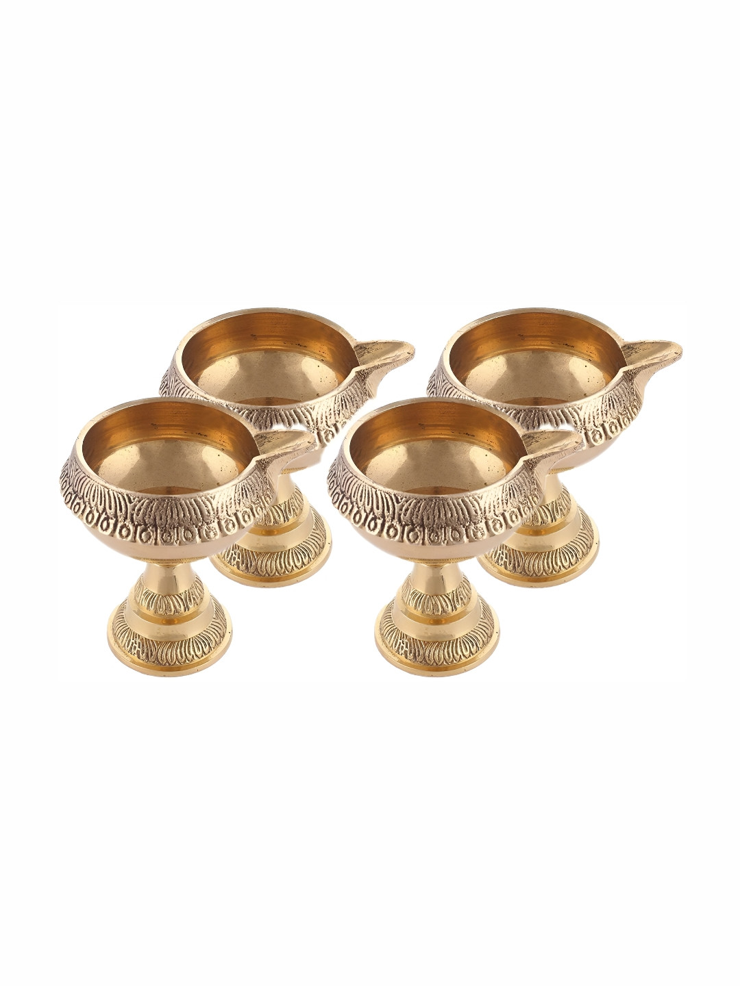 Aakrati 4-Pcs Brass Kuber Stand Diya Set