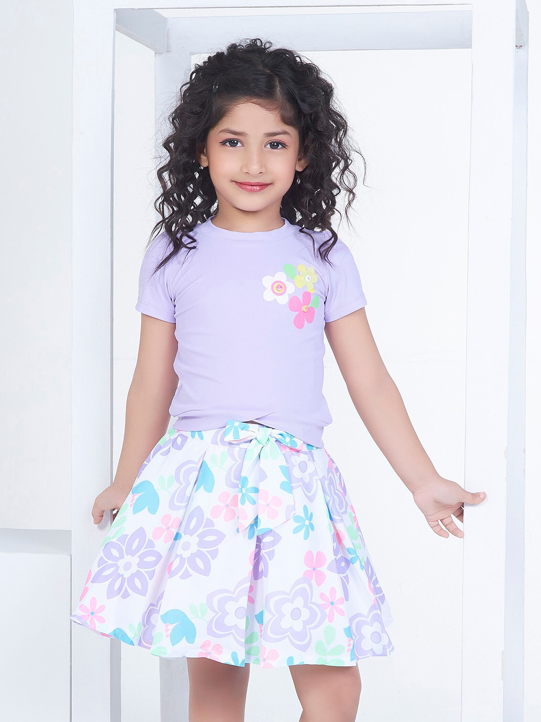 Peppermint Picnic Paletters Girls Printed Top With Skirt