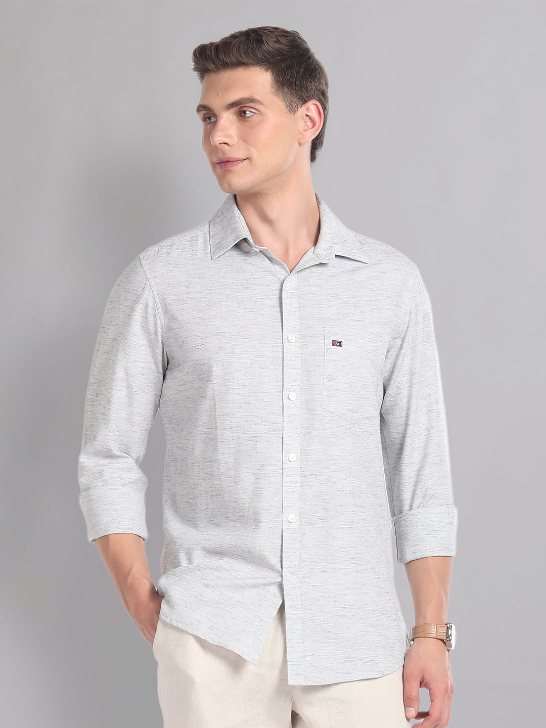 AD By Arvind Modern Slim Fit Heathered Summer Shirt