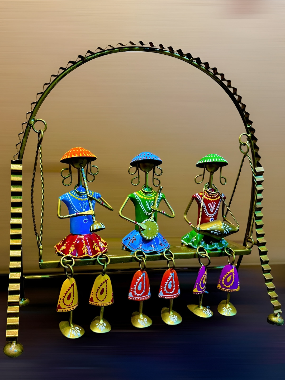 RSN Green & Yellow Musician Sitting On Jhula Decorative Wall Decor