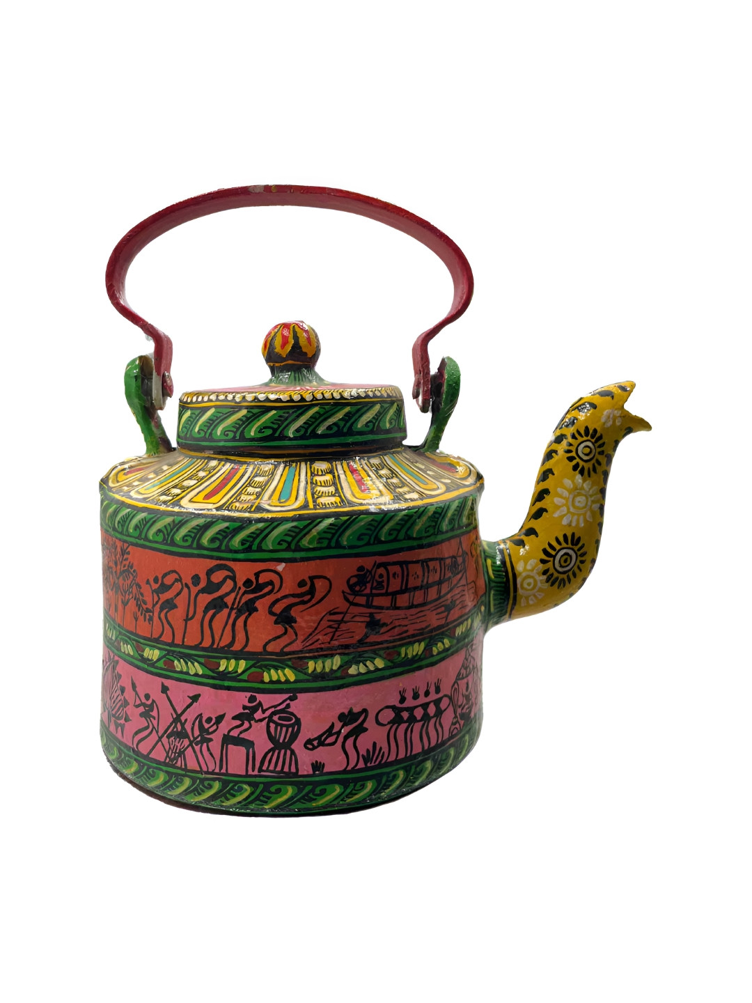 INDIA MEETS INDIA Kettle Pink Metal Metallic Living Room Medium Showpiece - 5.9 Inches