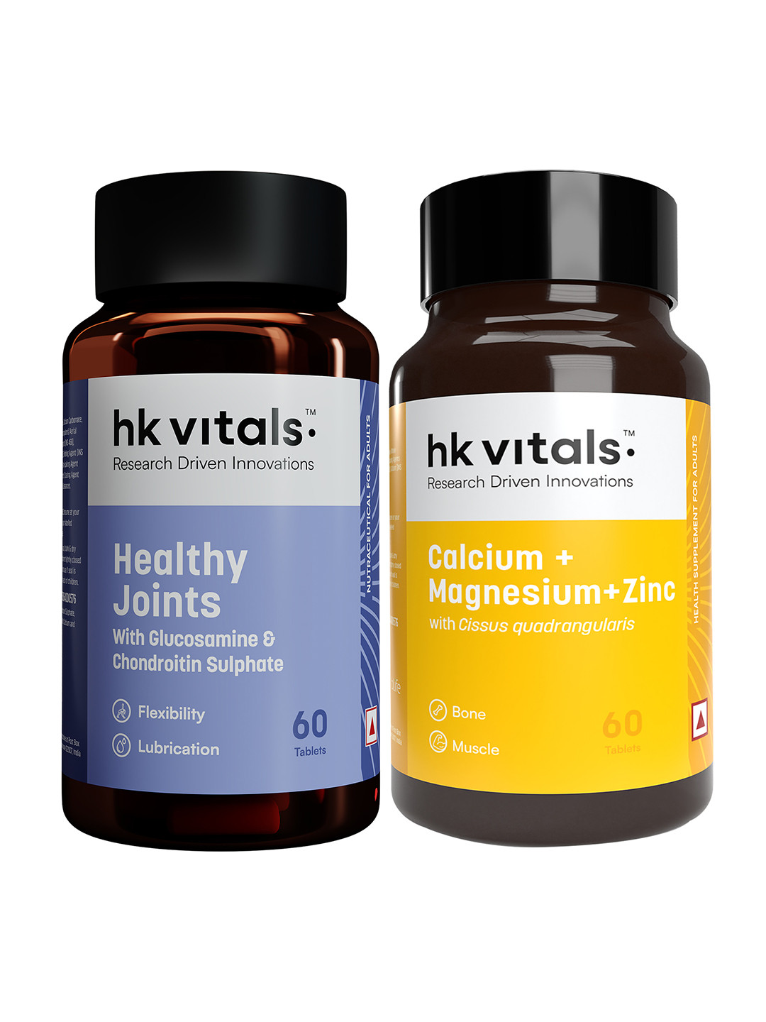 HK VITALS Calcium Magnesium Zinc Tablets & Healthy Joints Tablets - 60 Tablets Each