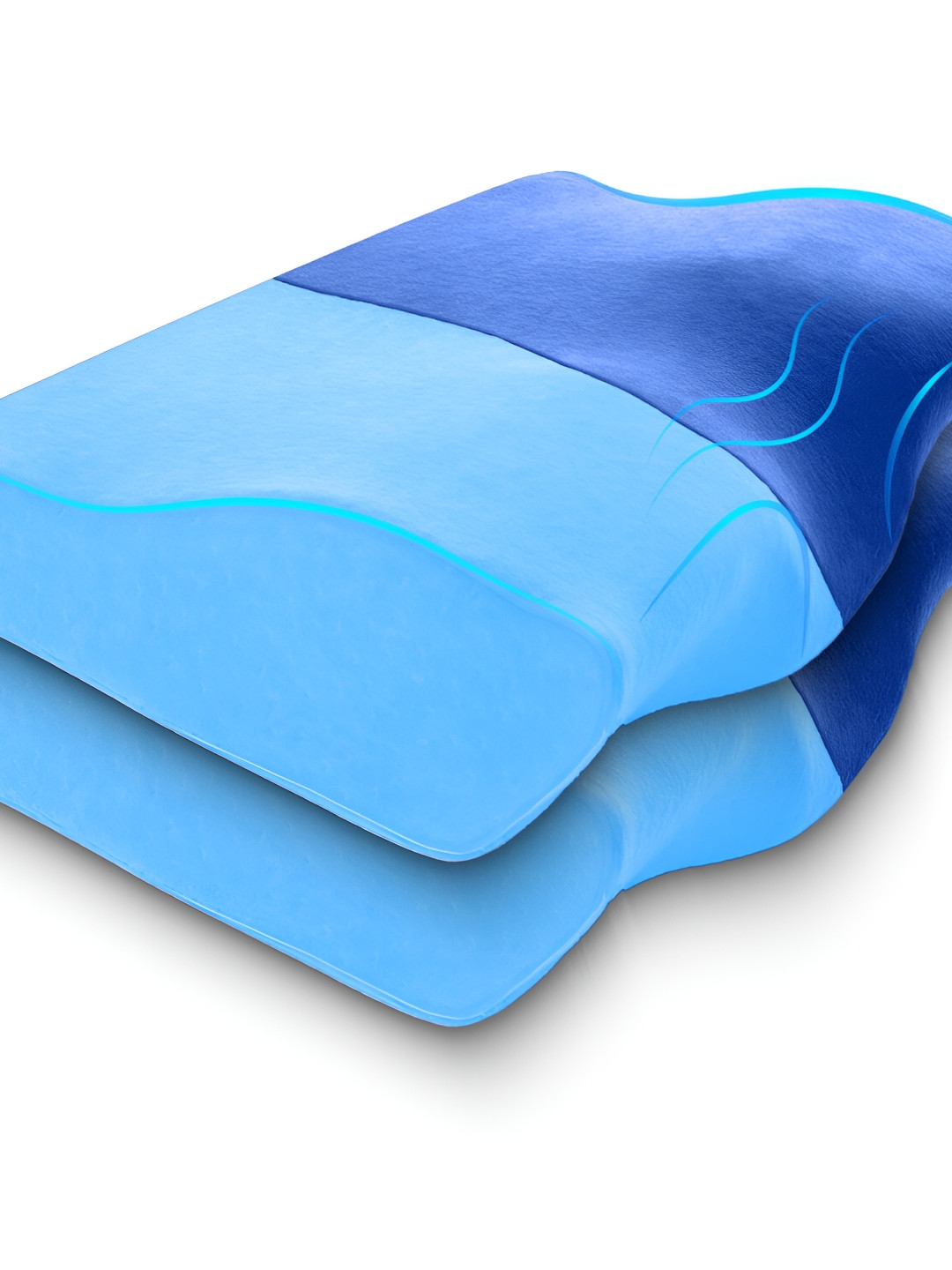 Sleepsia Blue Solid Faux Velvet Adjustable Set of 2 Medium Memory Foam Sleep Pillow-50.8 x 33.02 x 10.41 cm