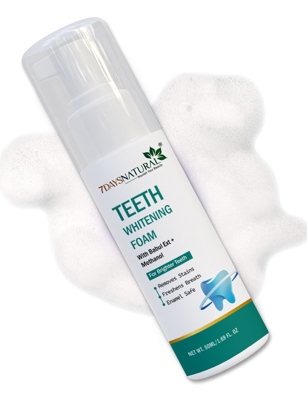 7DAYSNATURAL Feel Of Nature Teeth Whitening Foam With Aloe Vera - 50ml