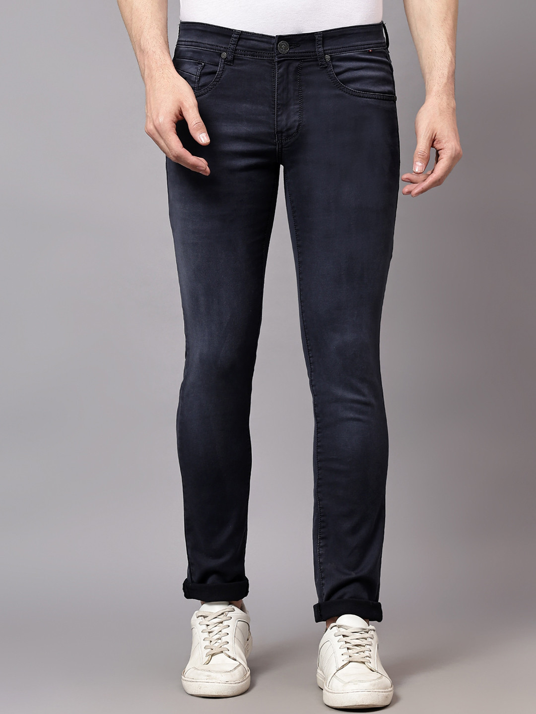 Cantabil Men Mid-Rise Regular Fit Light Fade Stretchable Jeans