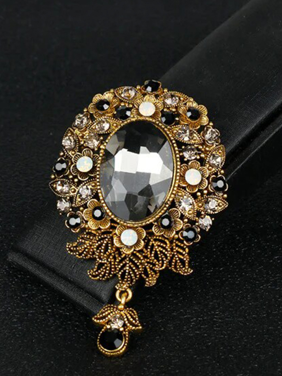 SYGA Women Crystal Rhinestone Studded Pendant Style Pin Brooch