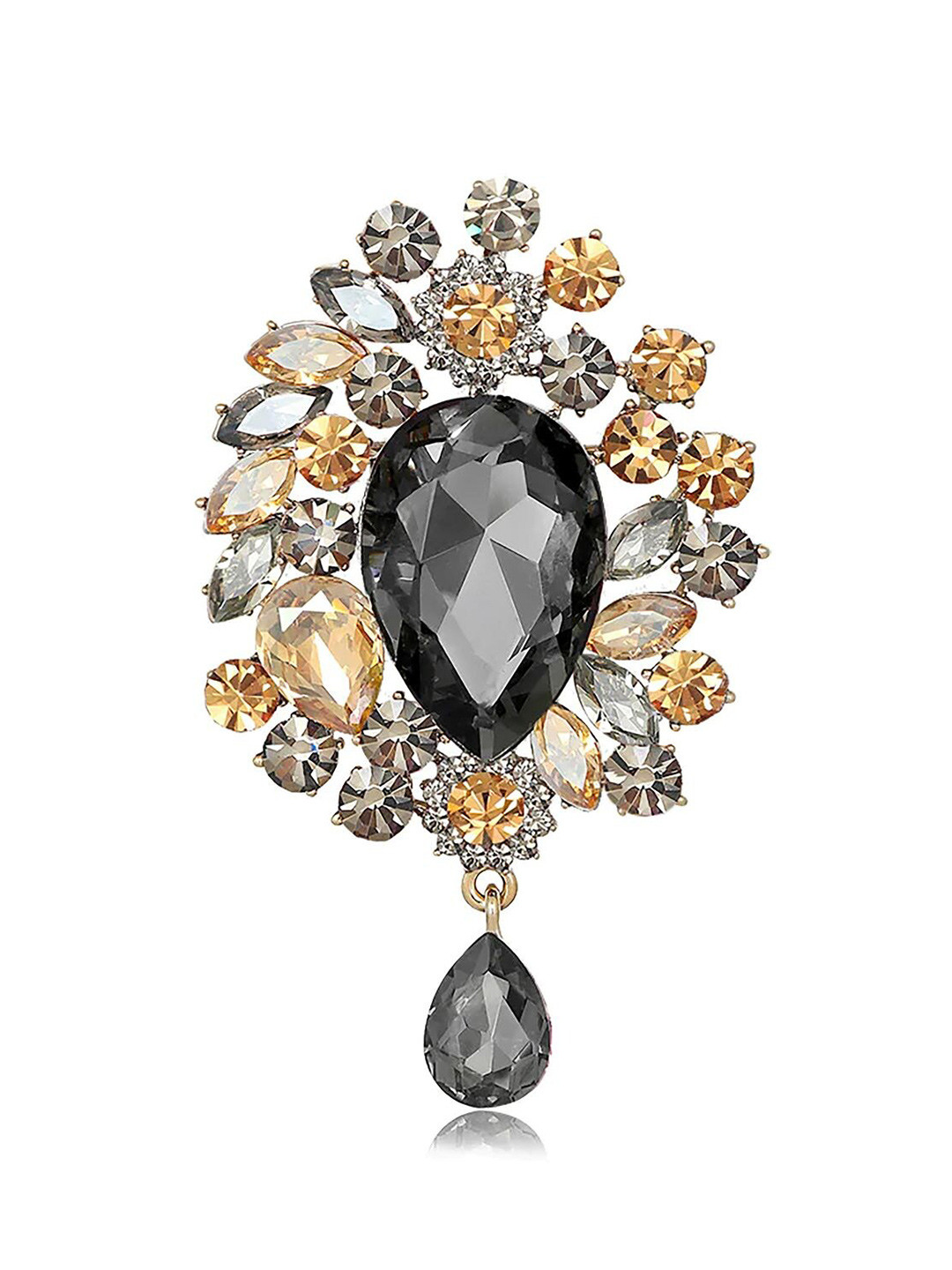 SYGA Women Crystal Rhinestone Studded Pendant Style Pin Brooch