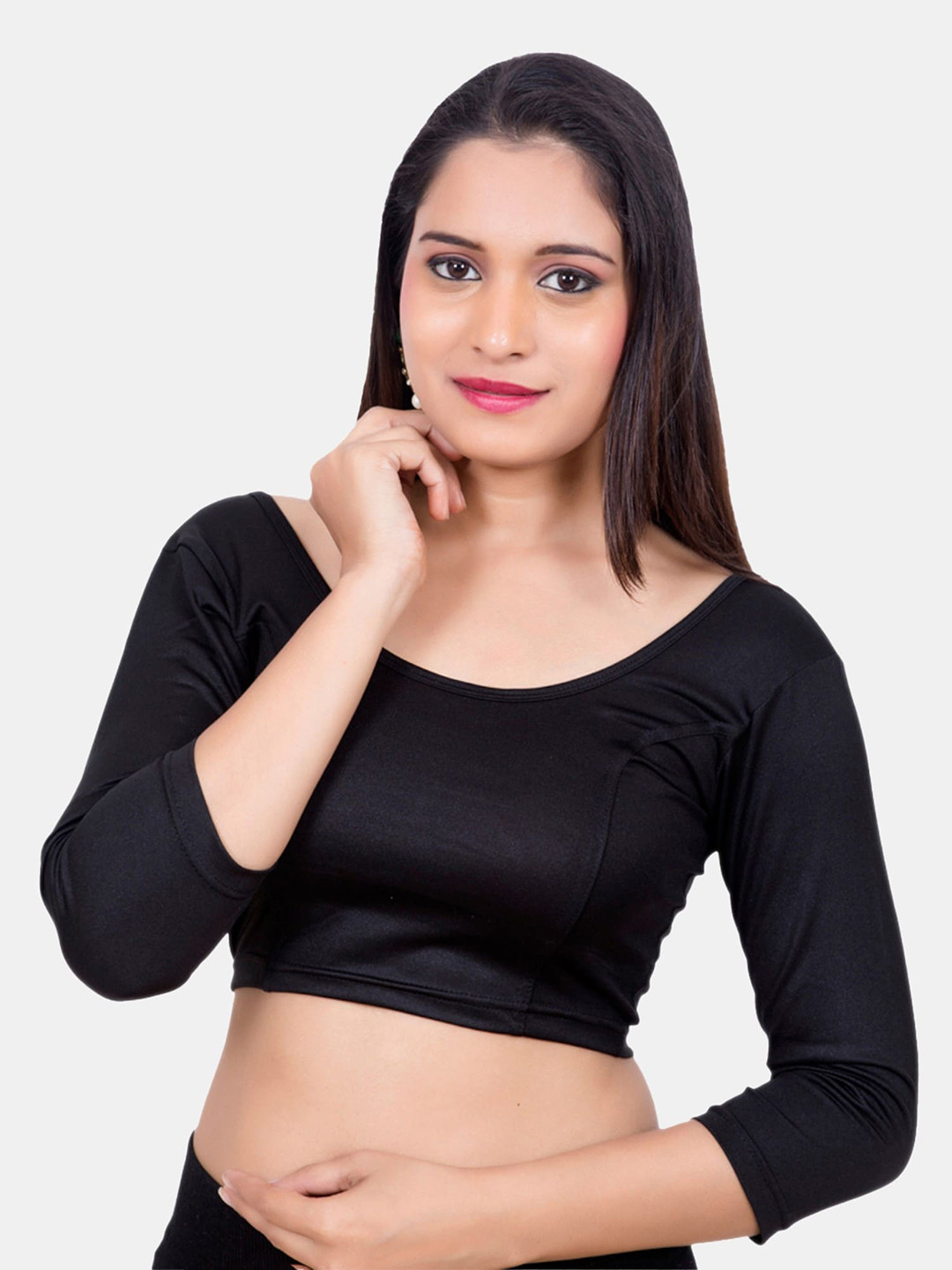 Biyu Round Neck Stretchable Saree Blouse