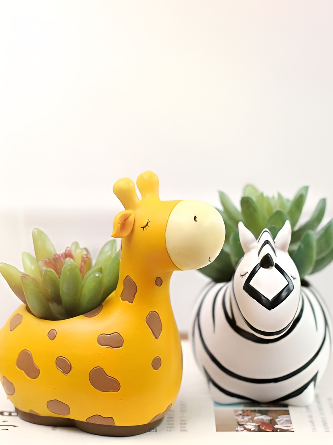 Garden Deco Yellow & White 2 Pieces Ceramic Planters Pots