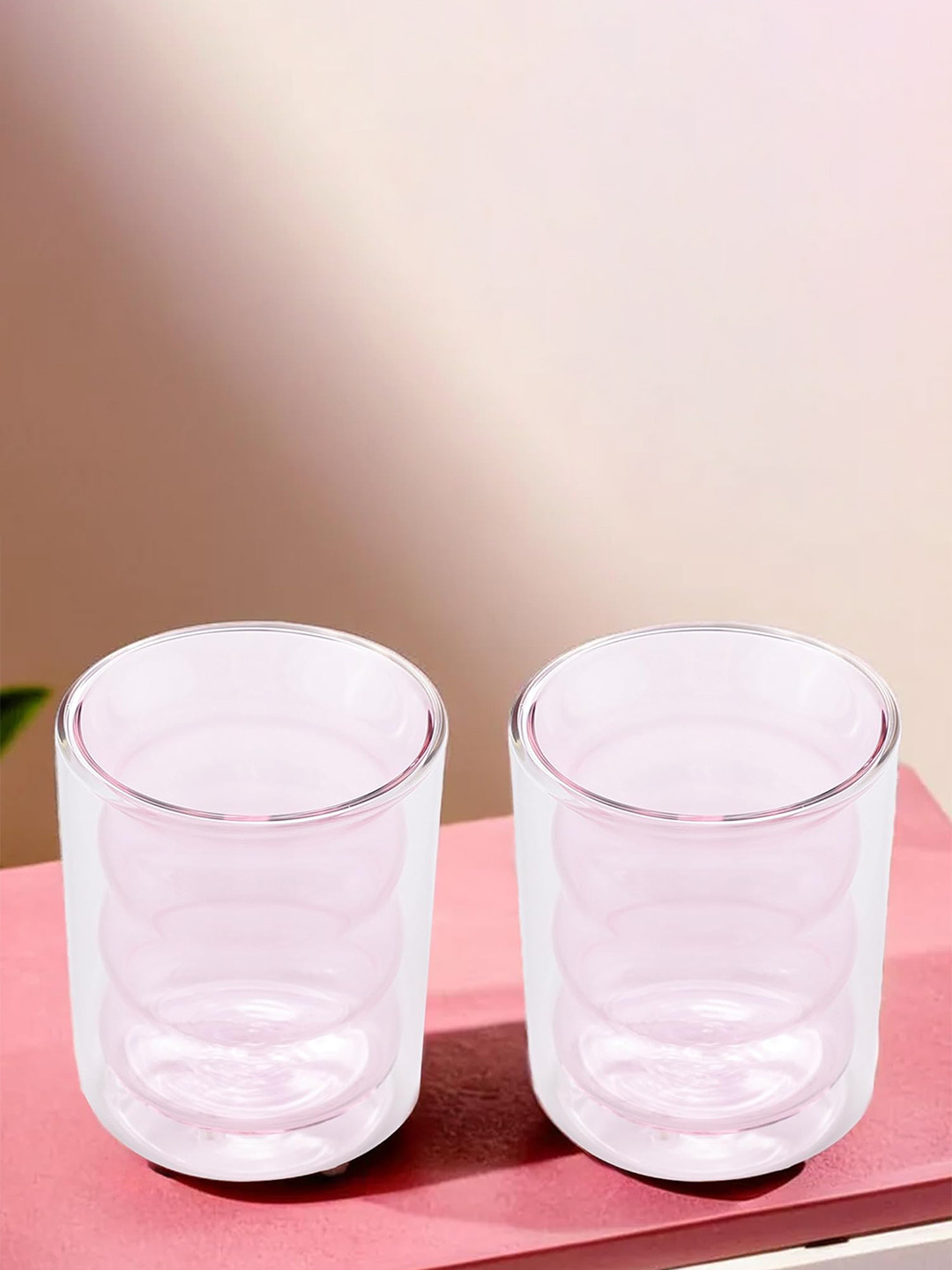 The Better Home Blue 2 Pieces Double Wall Drinking Glass