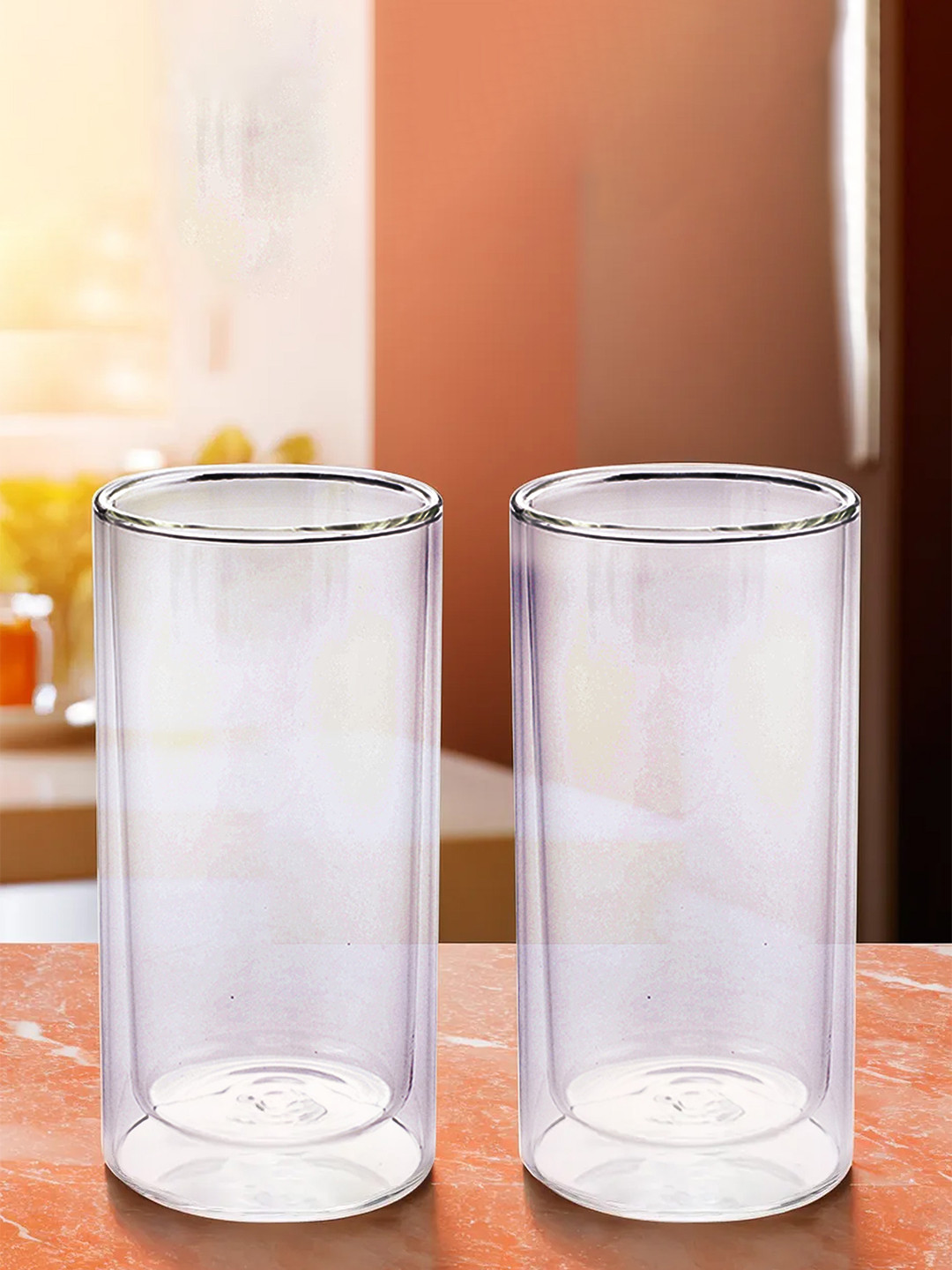 The Better Home Transparent 2 Pieces Double Wall Drinking Glass
