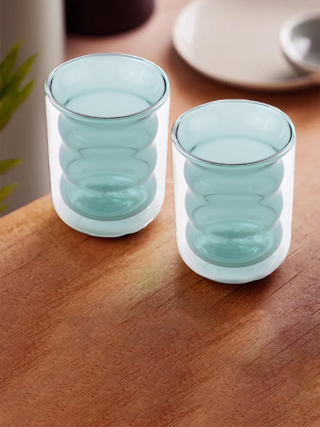 The Better Home Green 2 Pcs Double Wall Glass 200ml
