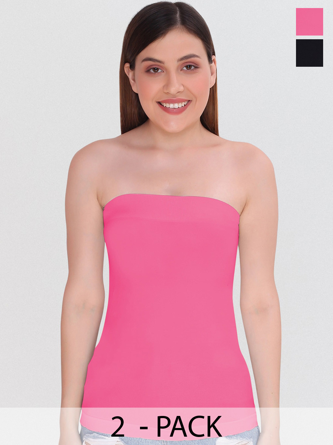 PLUMBURY Pack Of 2 Stapless Tube Camisoles