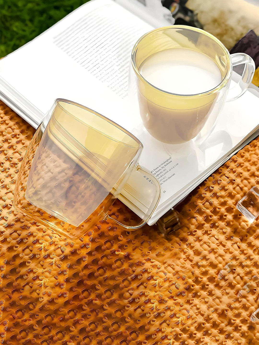 The Better Home Hitesh Name Personalised Yellow Glass Handmade 2 Piece Cups-400ml