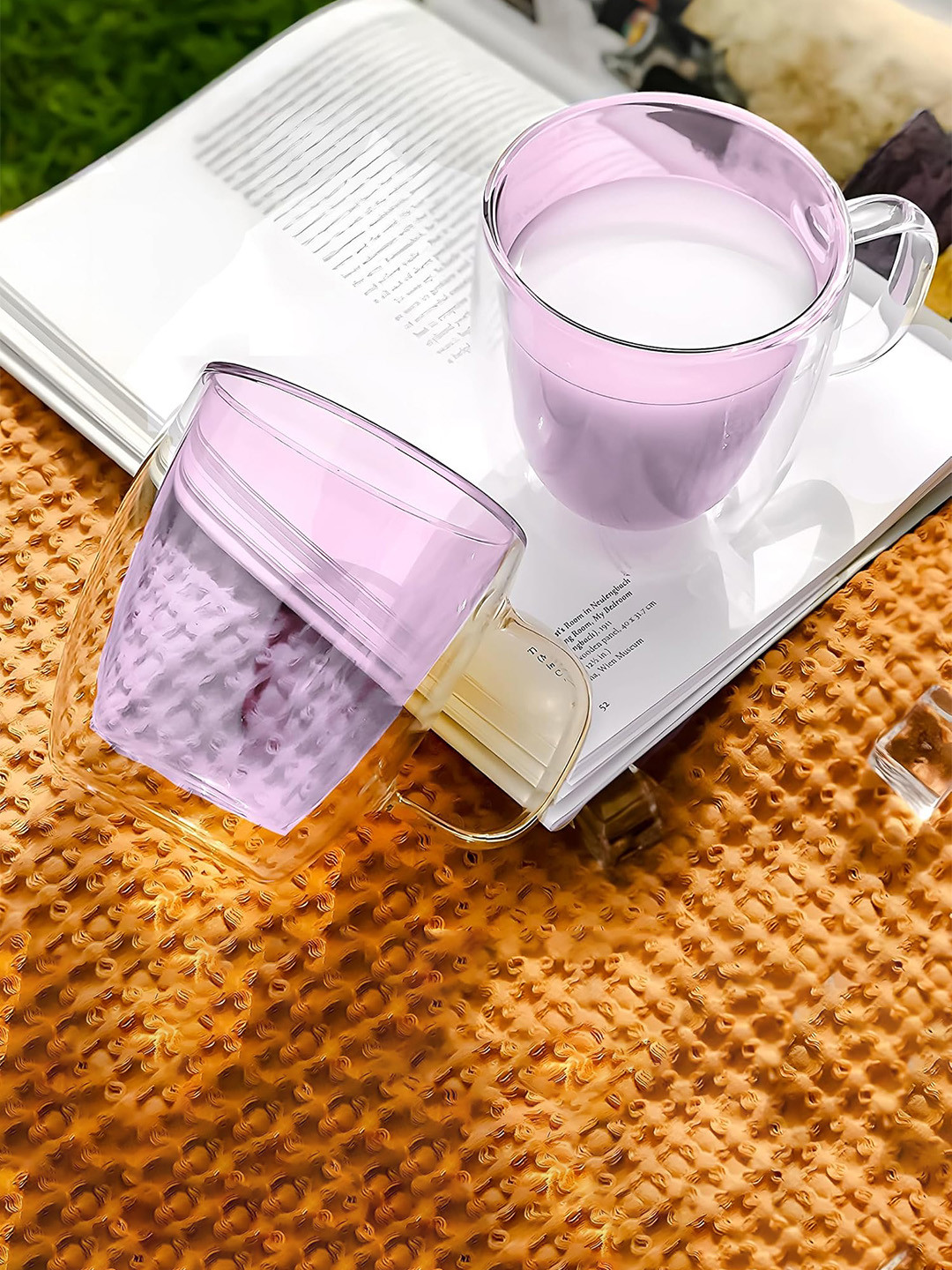 The Better Home Sareeq Name Personalised Pink Glass Handmade 2 Piece Cups-400ml