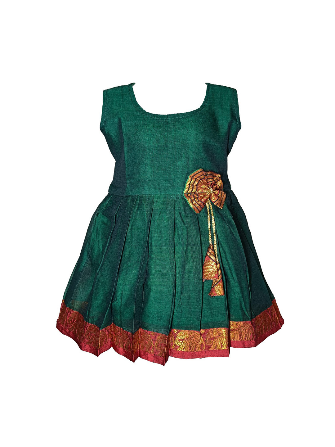 BAESD Infant Girls Narayanpeth Masarai Silk Cotton Fit & Flare Ethnic Dress