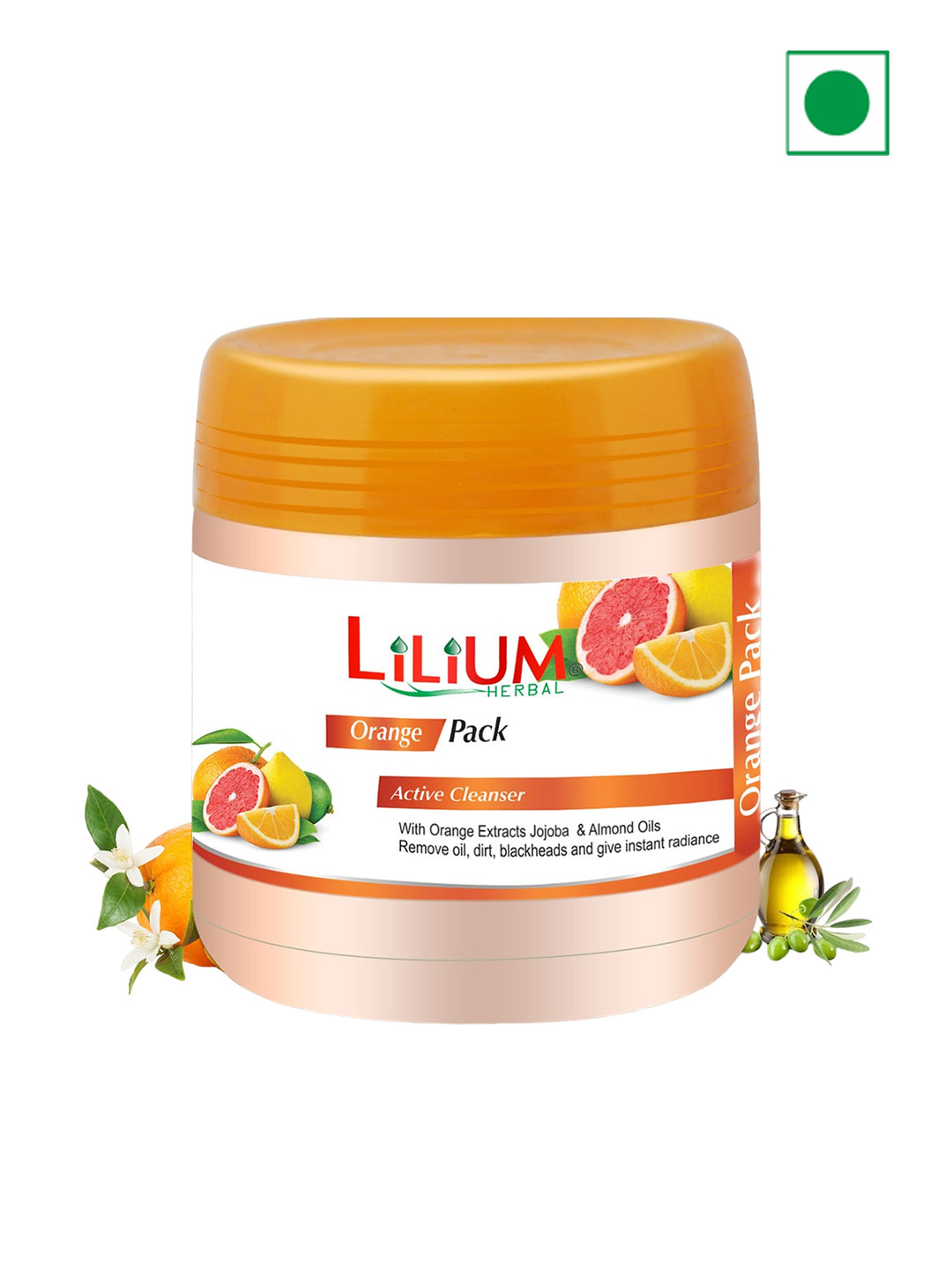 Lilium Herbal Orange Face Pack Active Cleanser With Orange Extracts & Almonds Oil - 900ml