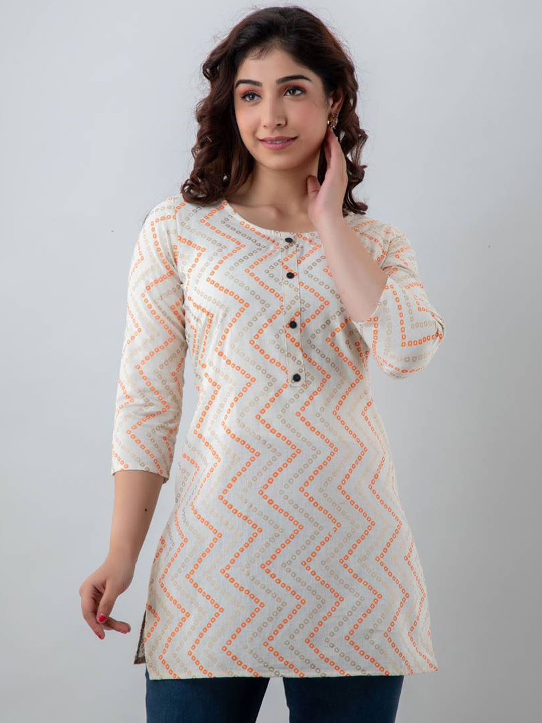 PARIKSHIT Chevron Printed Straight Kurti