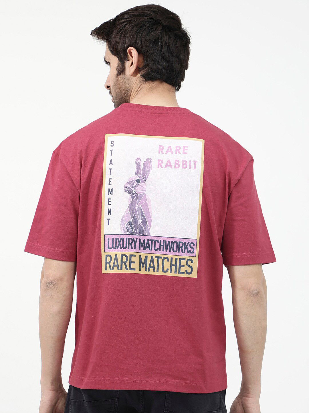 RARE RABBIT Men Iver Graphic Printed Oversized T-Shirt