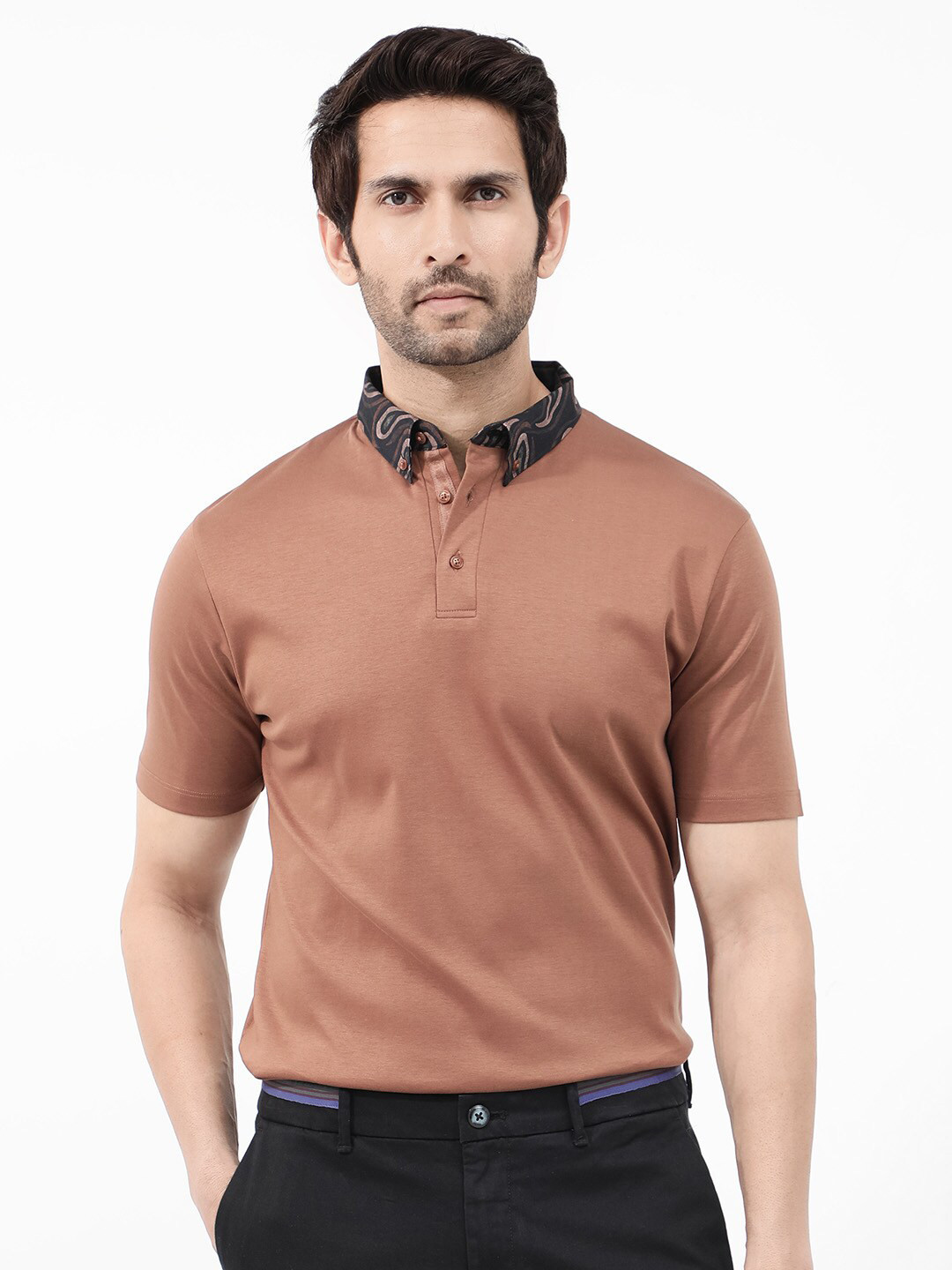 RARE RABBIT Men Rings Polo Collar Short Sleeves Regular T-Shirt