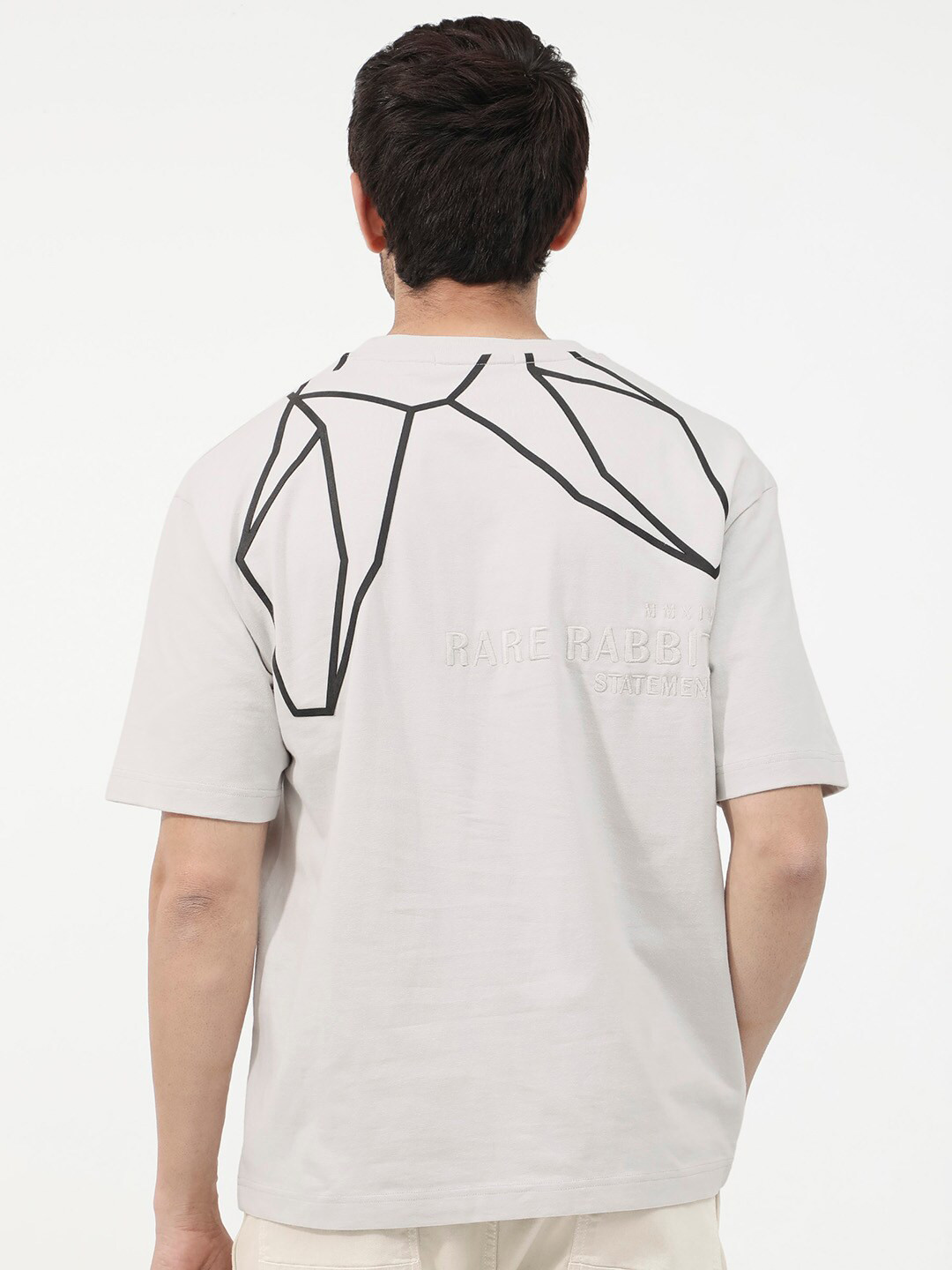 RARE RABBIT Men Lee Abstract Printed Oversized T-Shirt