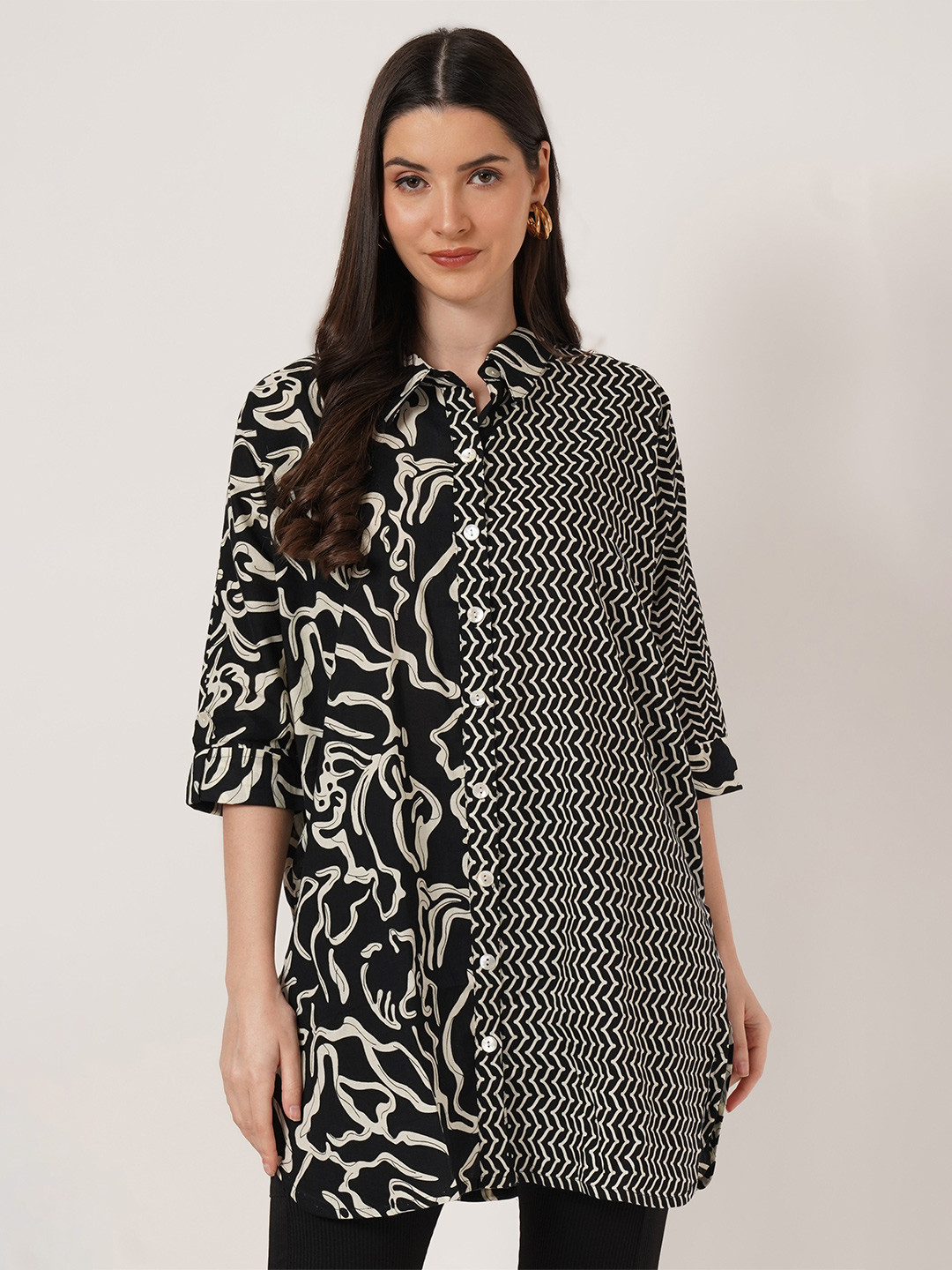 KALINI Classic Abstract Printed Jaipuri Cotton Casual Shirt
