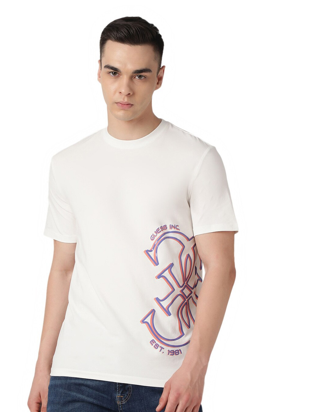 GUESS Graphic Printed Short Sleeves Casual T-shirt