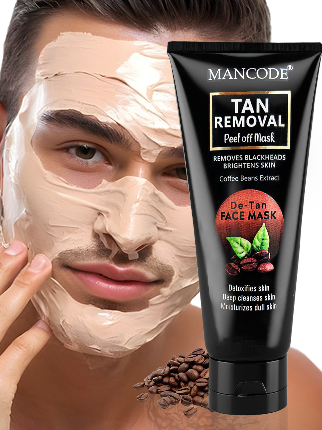 MANCODE De-Tan Peel off Mask With Coffee Extract Remove Tan & Detoxifies skin-100ml
