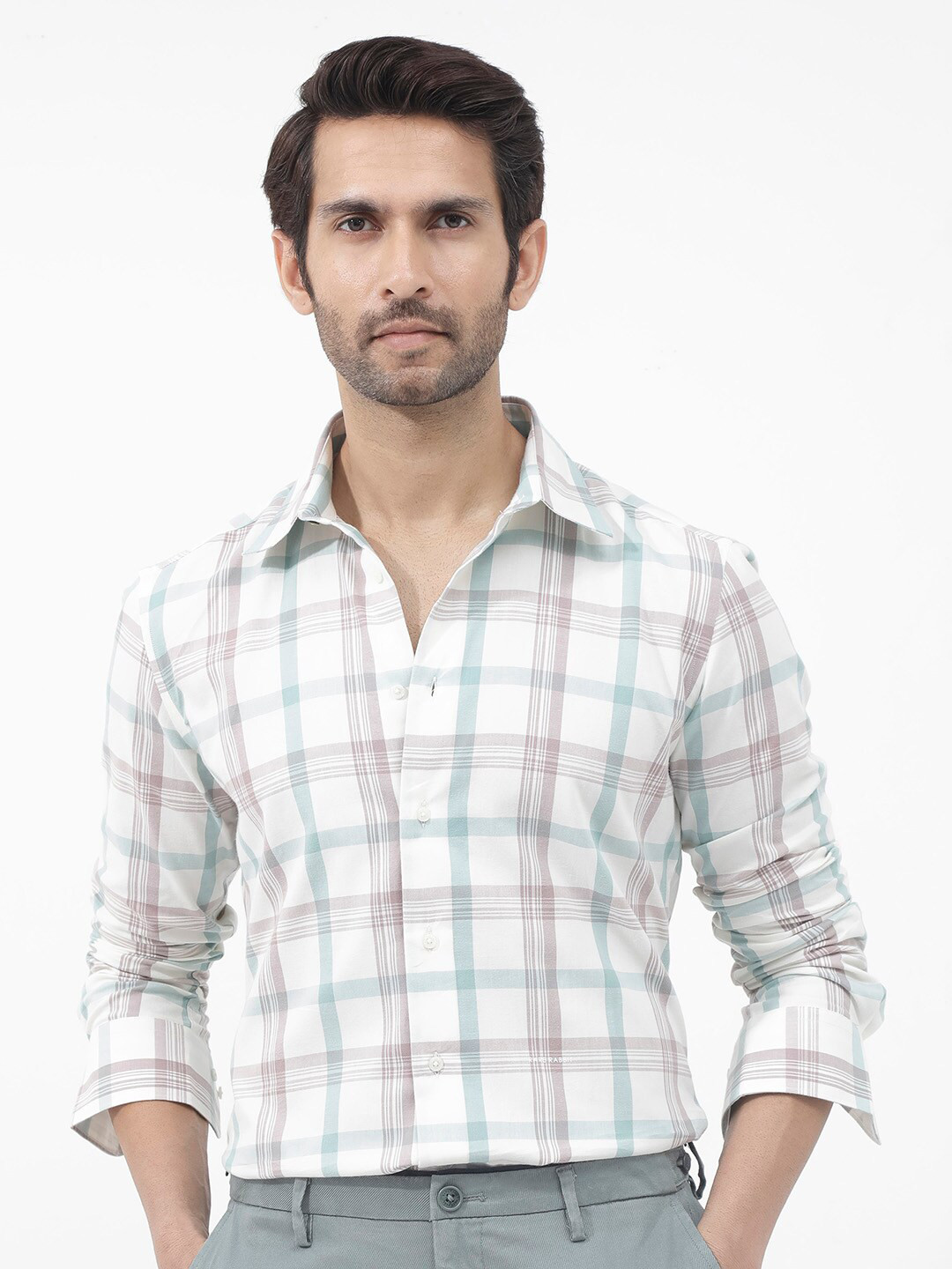 RARE RABBIT Men Tanner Regular Fit Classic Tartan Checked Shirt