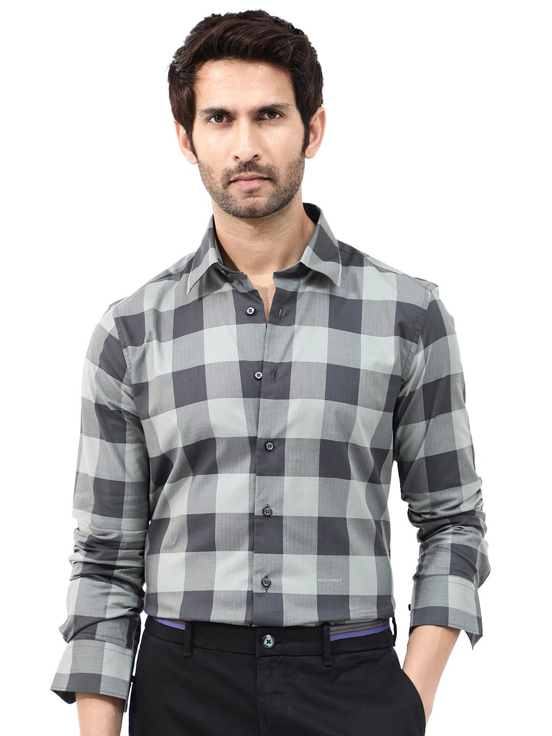RARE RABBIT Men Amos Regular Fit Classic Buffalo Checked Shirt