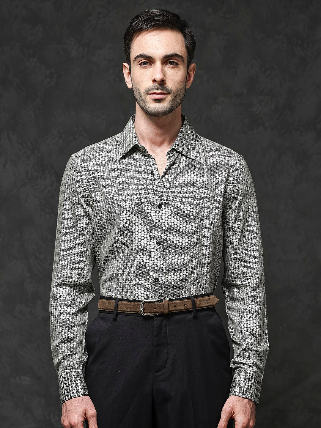 RARE RABBIT Men Ceroz Regular Fit Geometric Printed Party Shirt