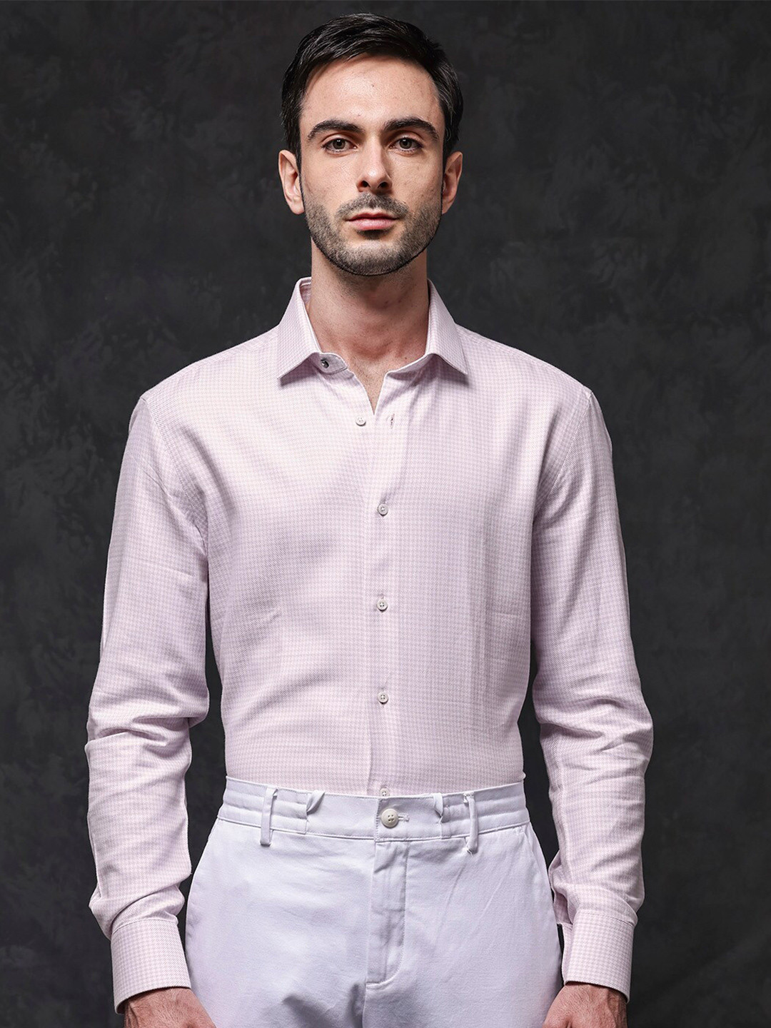 RARE RABBIT Men Kinate Regular Fit Checked Spread Collar Shirt