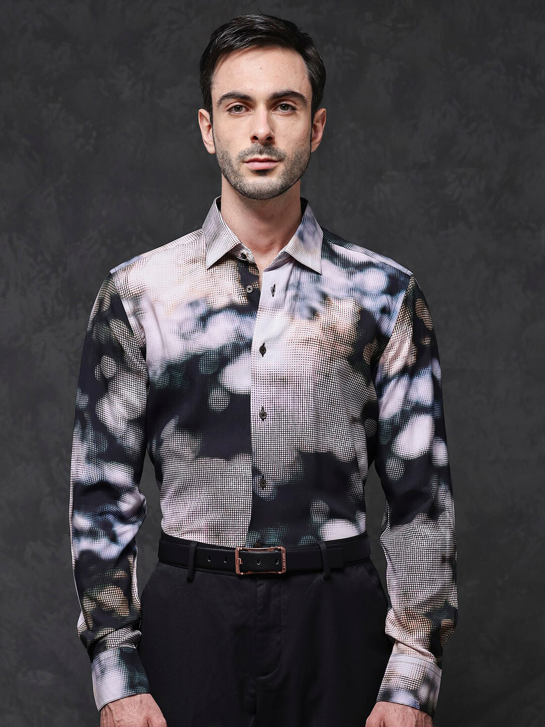 RARE RABBIT Men Pavo Regular Fit Classic Abstract Printed Party Shirt