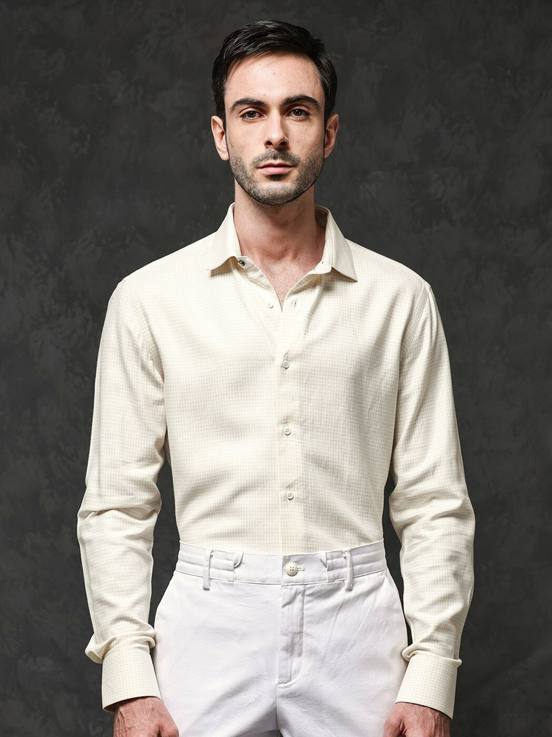 RARE RABBIT Men Kinate Regular Fit Checked Spread Collar Shirt