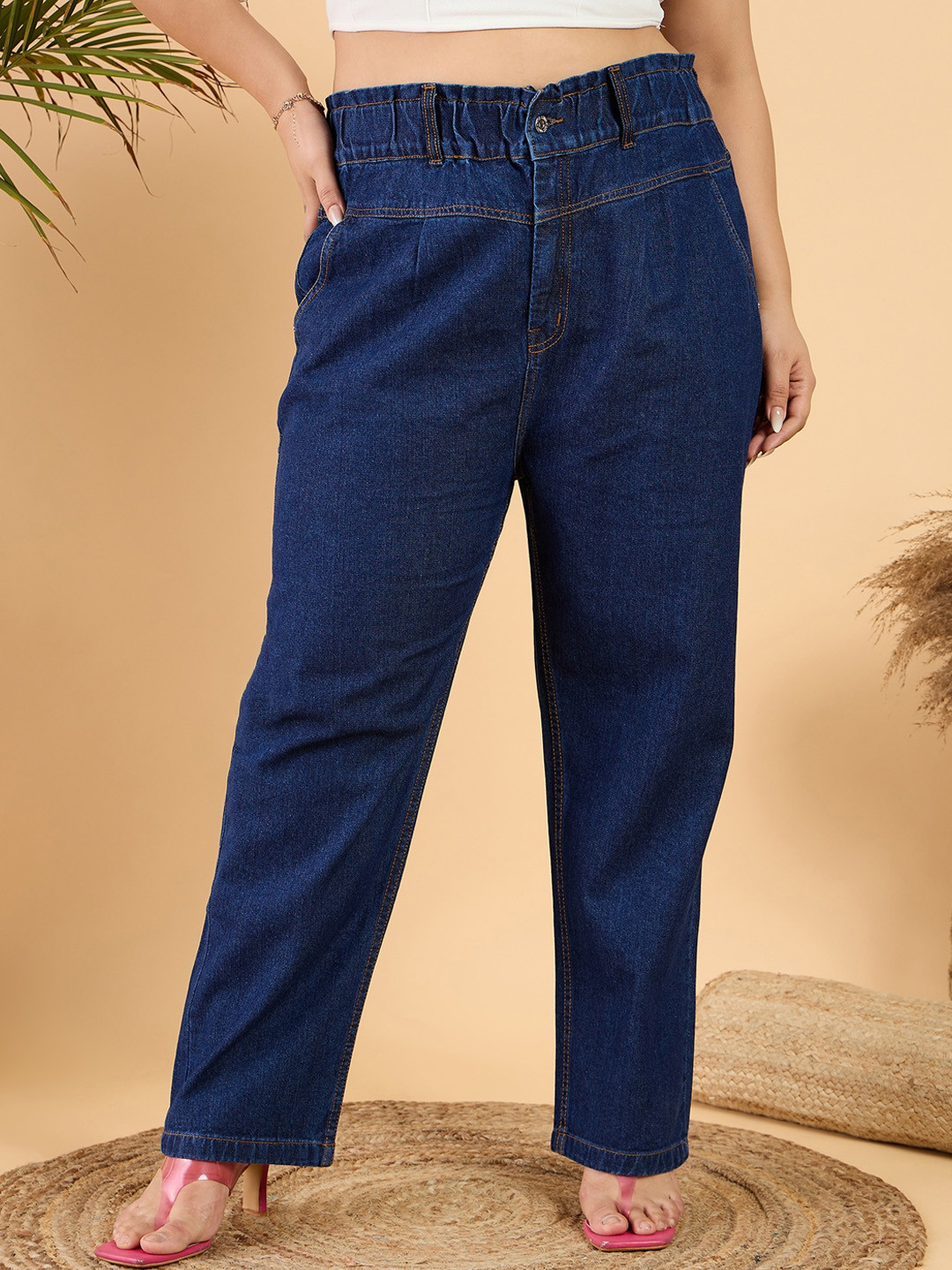 CURVY STREET Women Plus Size Pure Cotton Wide Leg Jeans