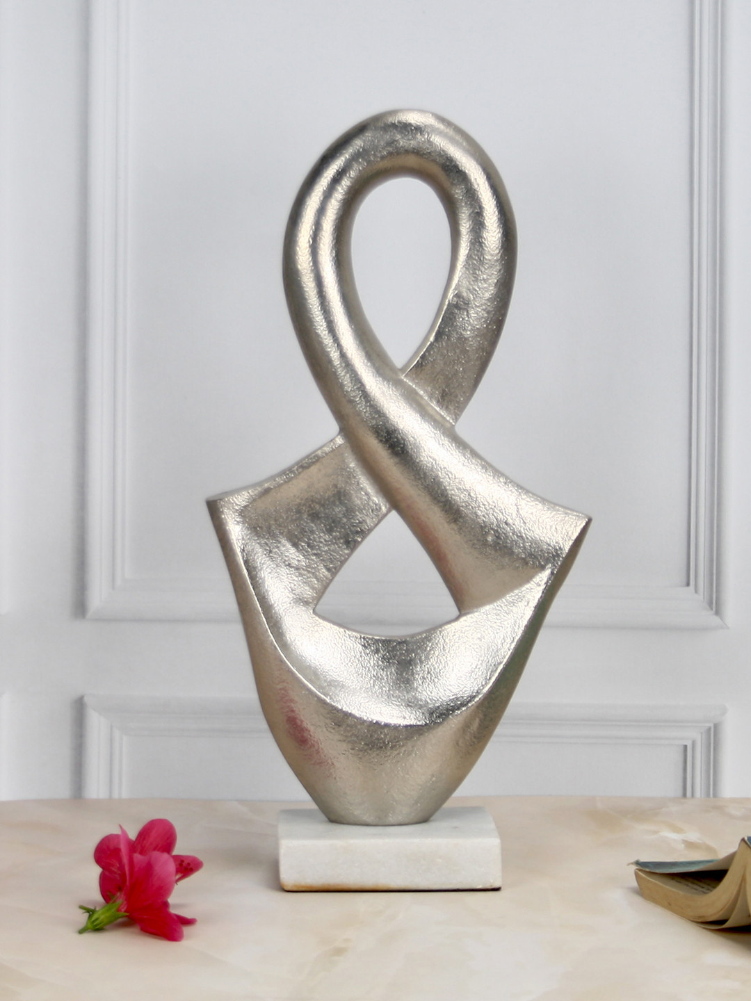 Maison Modern Abstract Silver Metal Metallic Living Room Medium Showpiece - 15 Inches