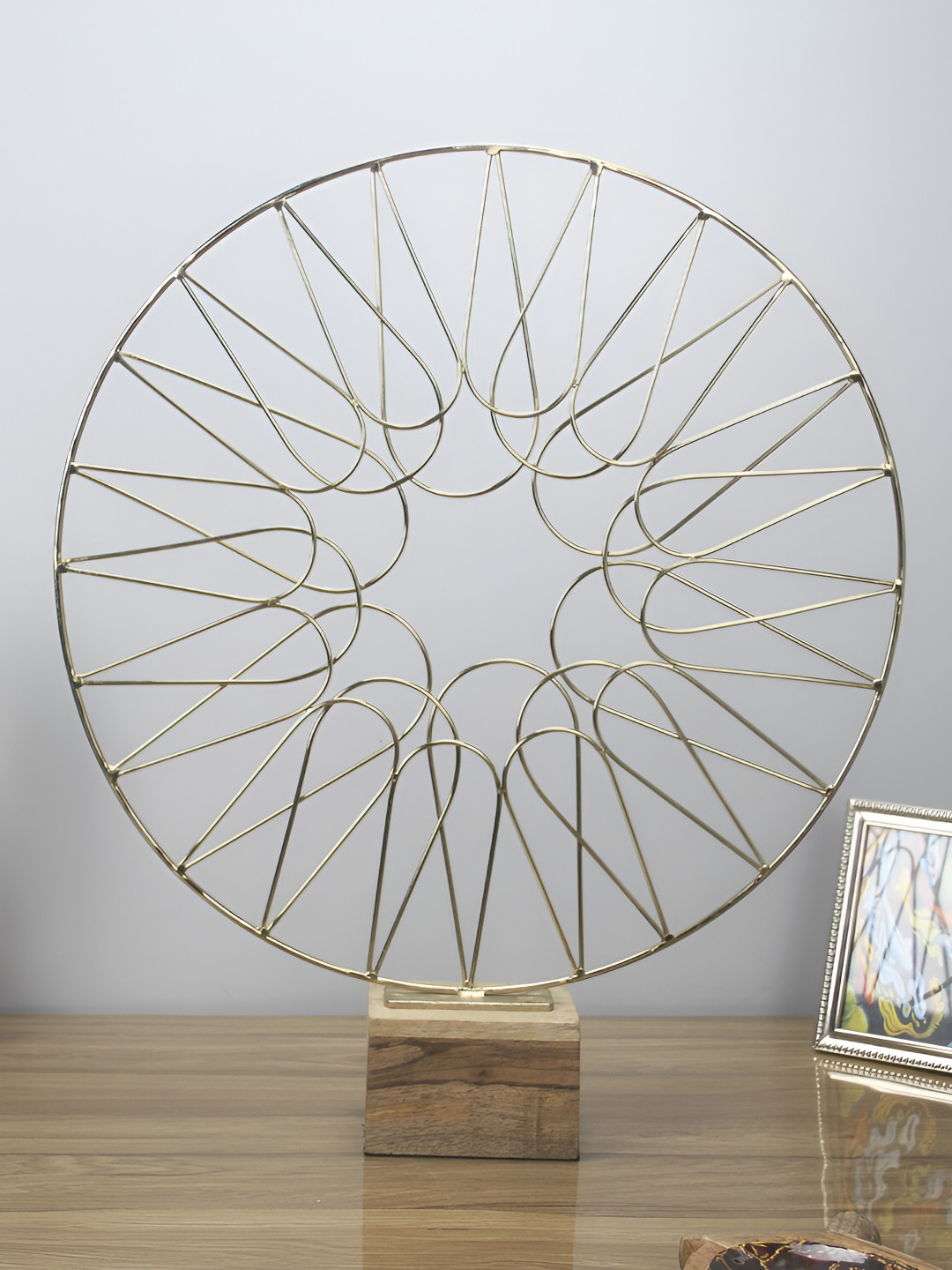 Maison Modern Geometric Wheel Gold Metal Metallic Living Room Extra Large Showpiece - 20 Inches