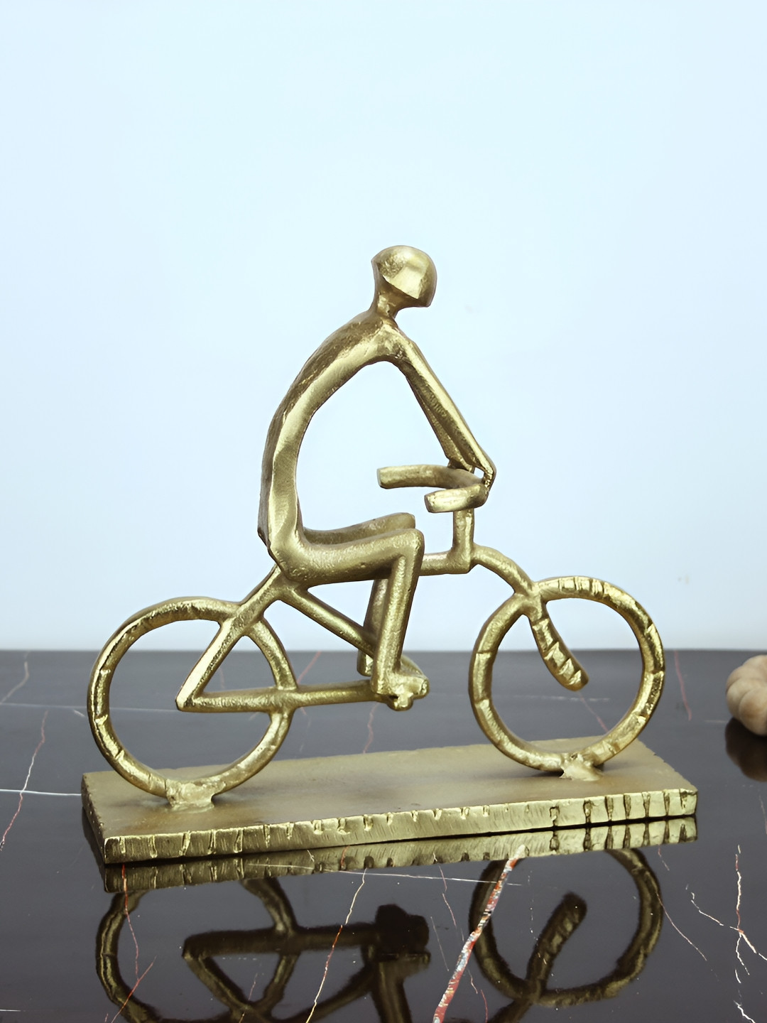 Maison Modern Pedal Man Gold Metal Metallic Living Room Medium Showpiece - 10.5 Inches