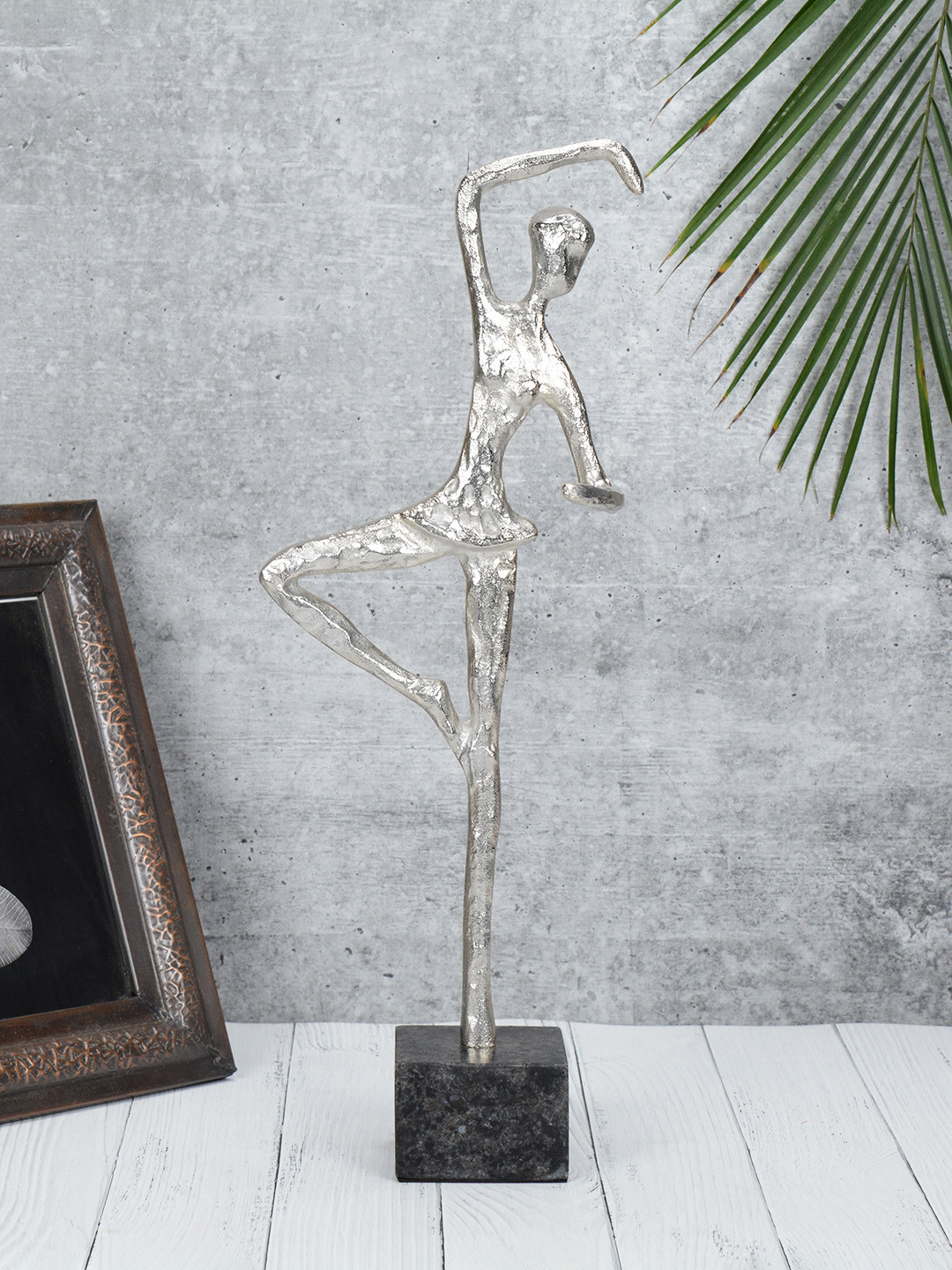 Maison Modern Balletic Lady Silver Metal Metallic Living Room Large Showpiece - 17.7 Inches