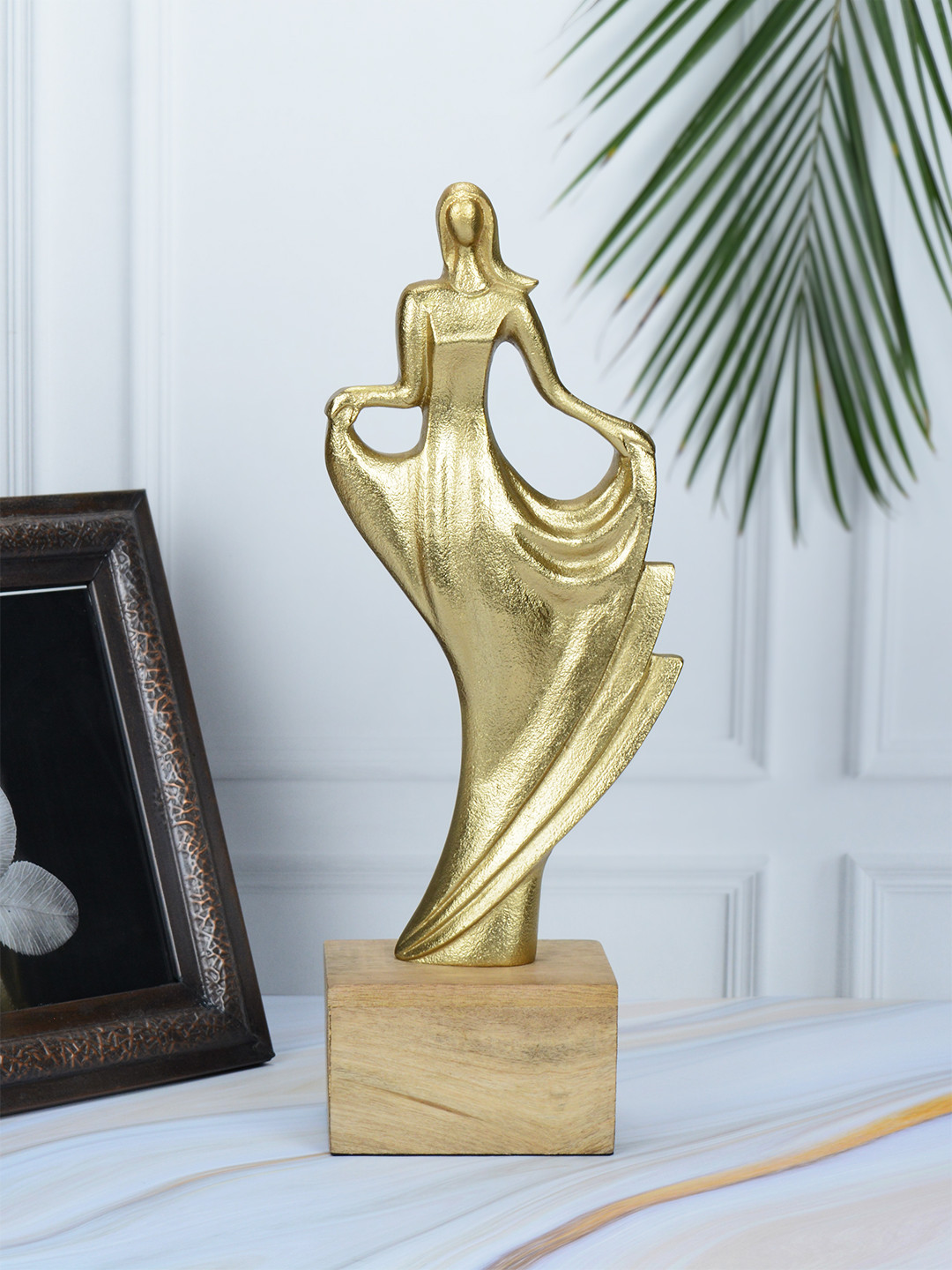 Maison Modern Whimsy Lady Gold Metal Metallic Living Room Large Showpiece - 6.7 Inches