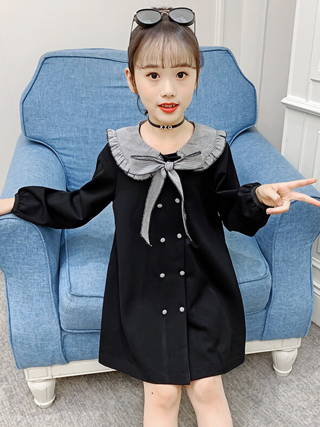 StyleCast x Revolte Curved Tie-Ups Bow Detailed Knee Length A-Line Dress