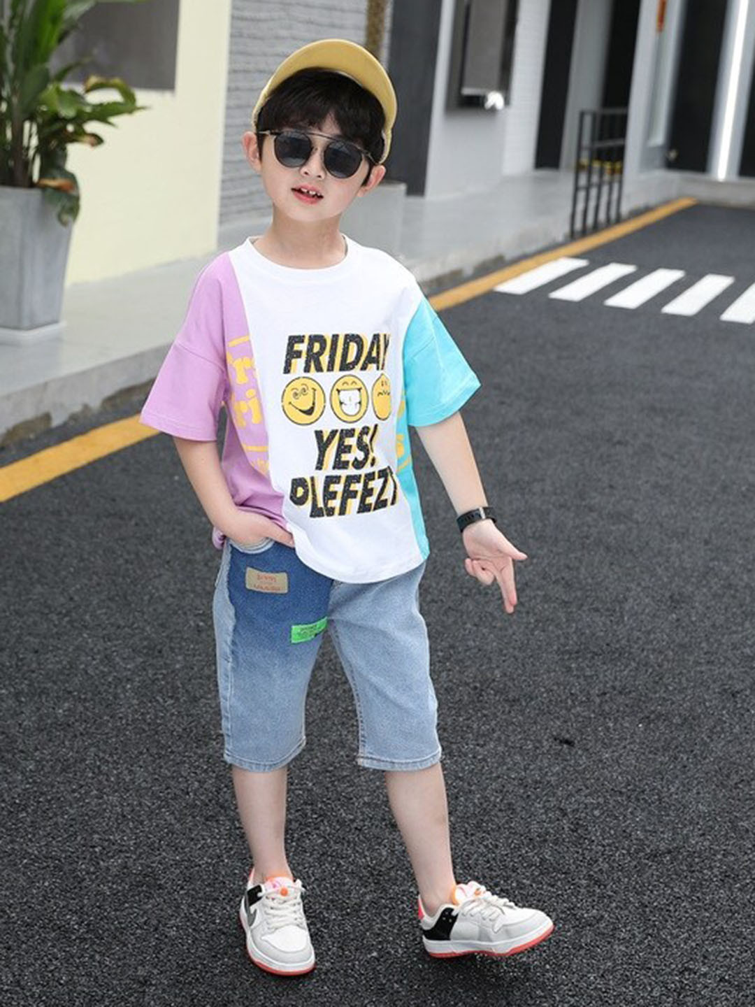 StyleCast x Revolte Boys Blue Round Neck Printed T-shirt with Shorts