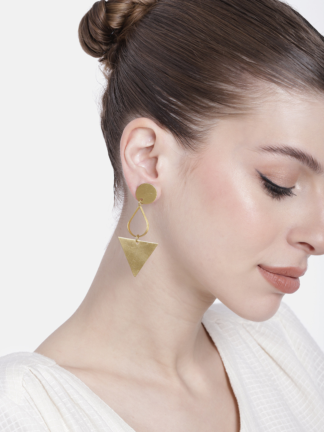 AITIHYA Gold-Plated Geometric Drop Earrings