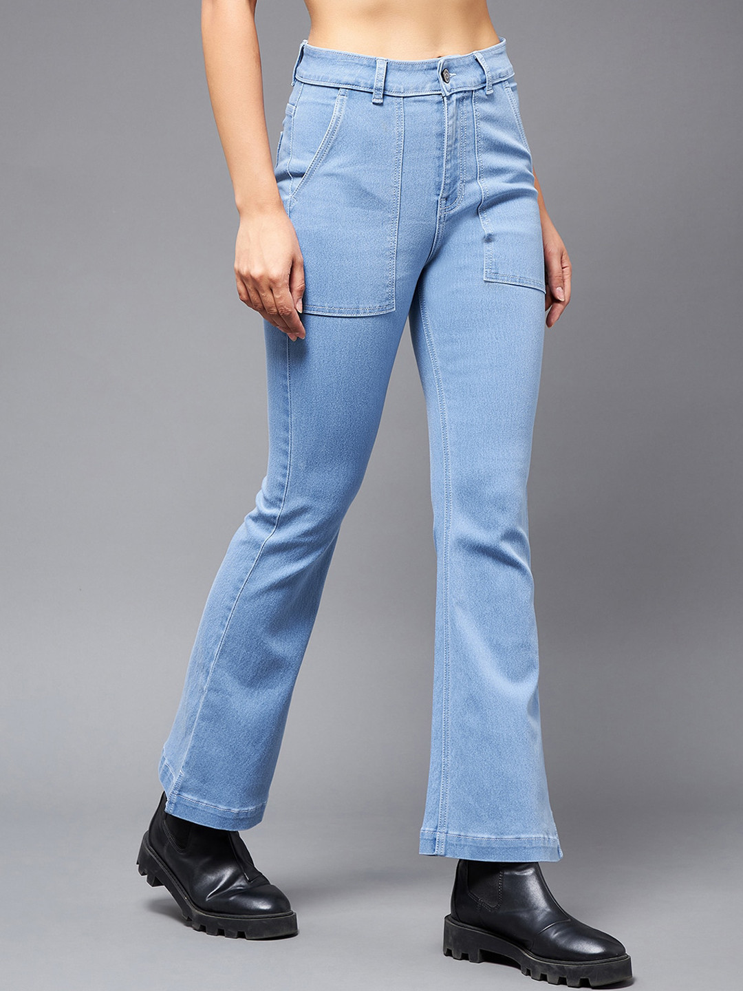 Miss Chase Women Bootcut High-Rise Clean Look Stretchable Jeans