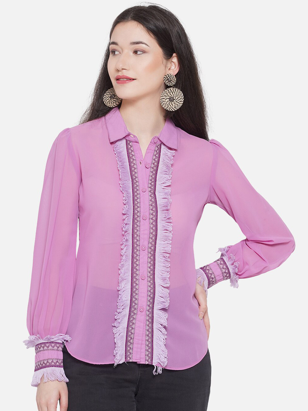 KALINI Edgy Spread Collar Semiformal Shirt