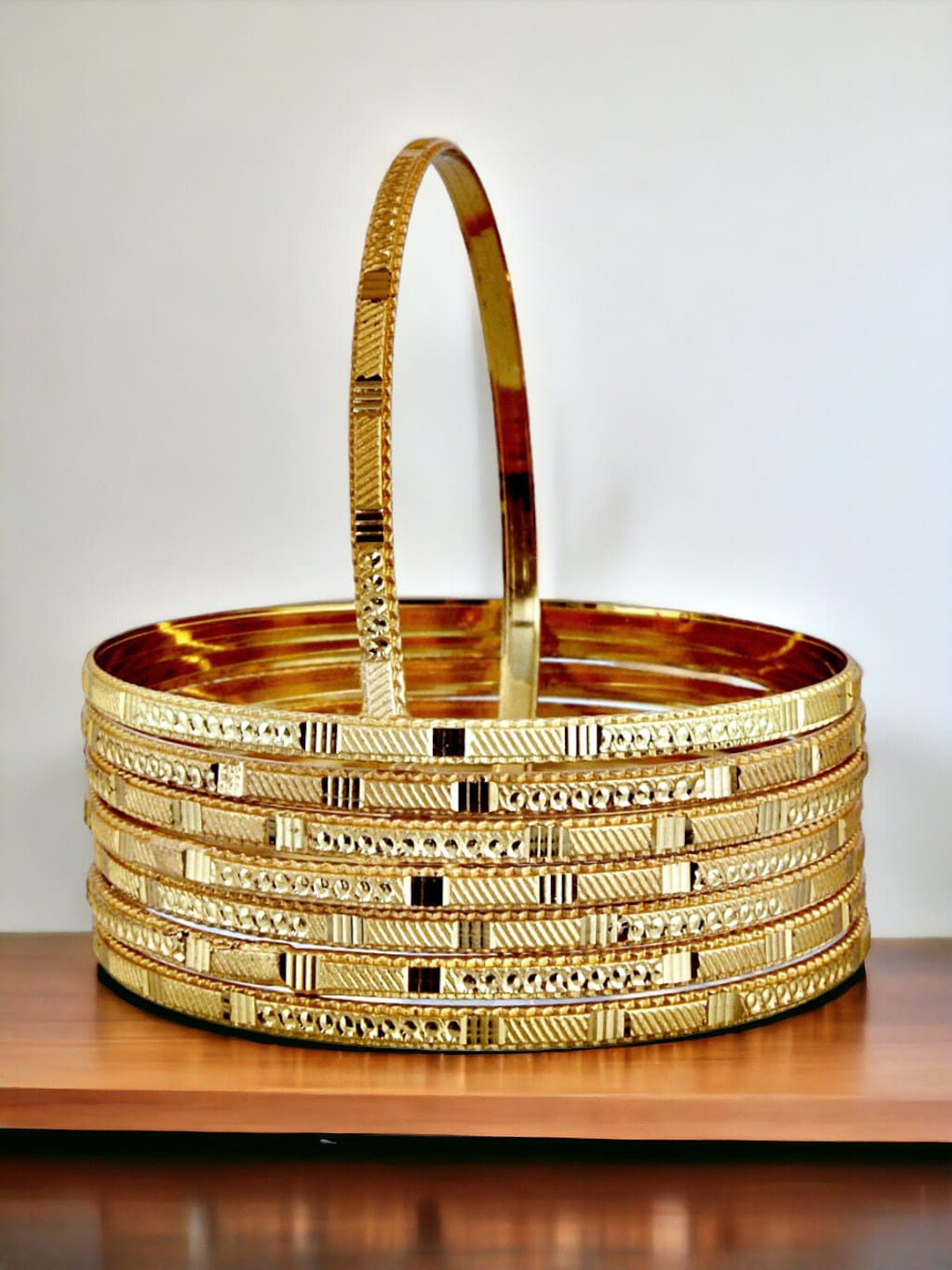 LUCKY JEWELLERY Set Of 8 Gold Plated Bangles