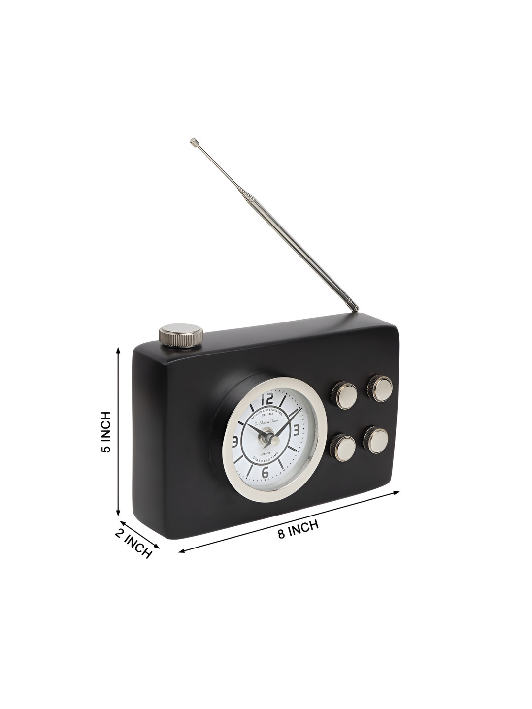 Decor de Maison Black Metal Durable Rectangle Battery Analogue Table Clock