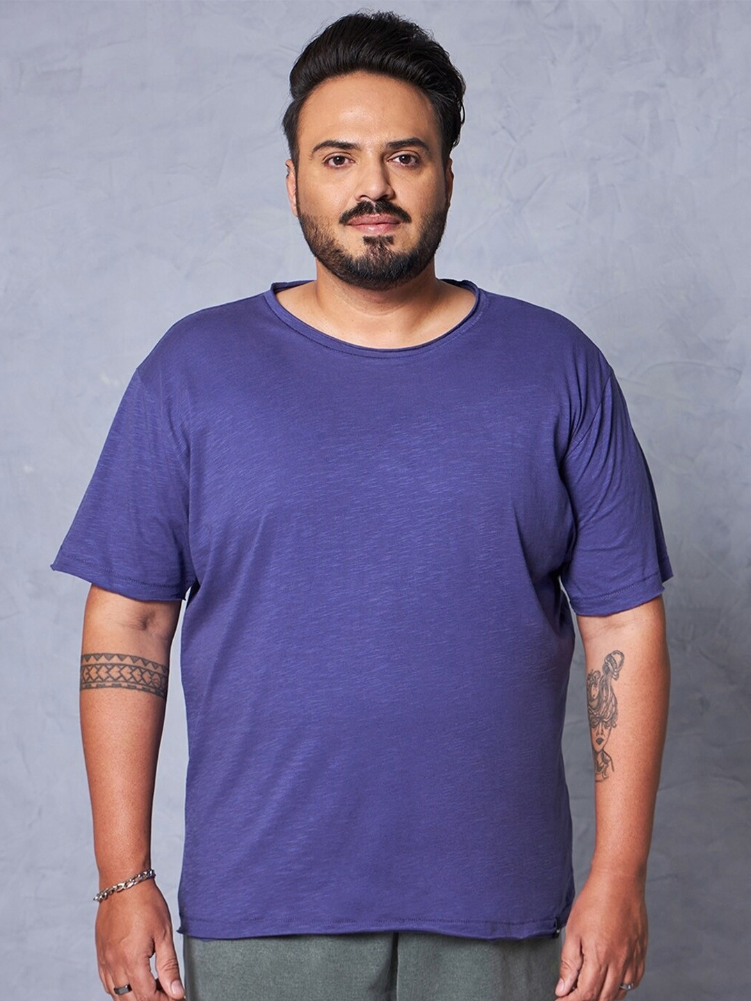 Bewakoof Air 1.0 Men Skipper Blue Plus Size T-shirt