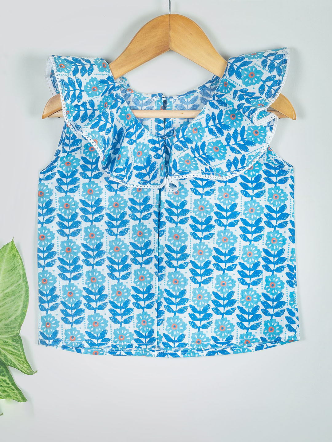 Tangerine Closet Floral Printed Peter Pan Collar Cotton Regular Top